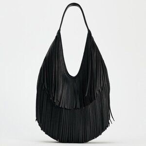Zara Fringed Shopper Shoulder Bag
